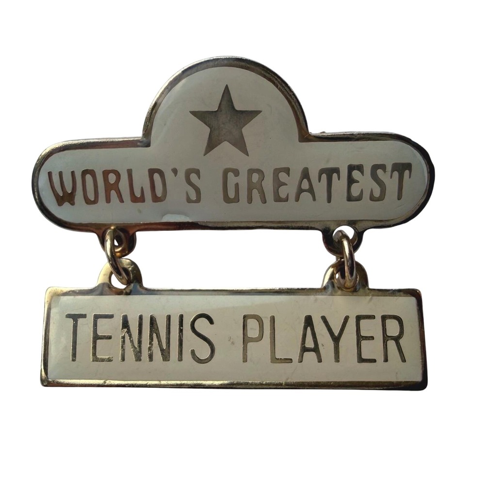 Vintage 1979 SWIB Worlds Greatest Tennis Player Enamel Pin Gold Tone Brooch Star